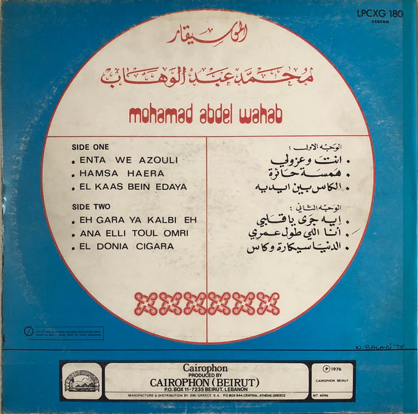محمد عبد الوهاب* = Mohamed Abdel Wahab - أغنيات خلدت ذكريات = Looking Back With (LP, Comp) - Image 2