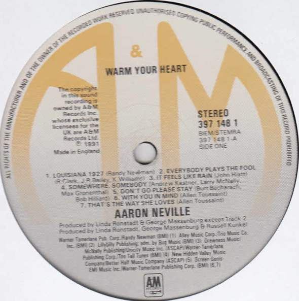 Aaron Neville - Warm Your Heart (LP, Album) - Image 2