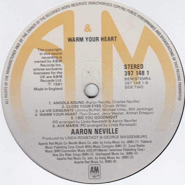 Aaron Neville - Warm Your Heart (LP, Album) - Image 3