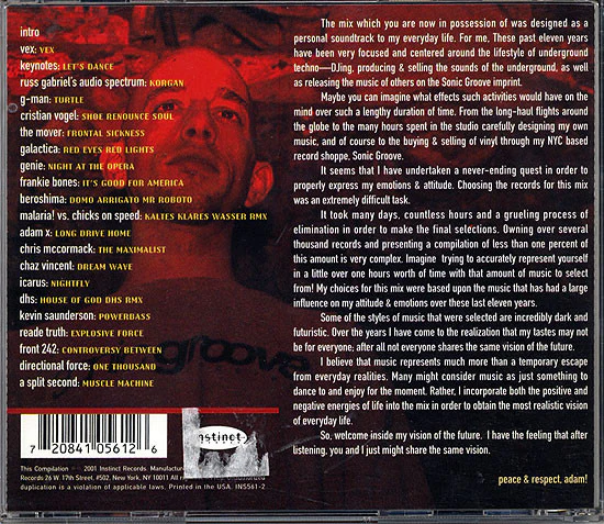 Adam X - On The One And Two (CD, Comp, Mixed) - Image 2