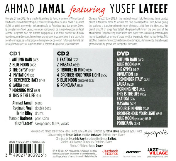 Ahmad Jamal, Yusef Lateef - Ahmad Jamal Featuring Yusef Lateef/ Live At The Olympia June 27.2012 (2xCD + DVD-V) - Image 2