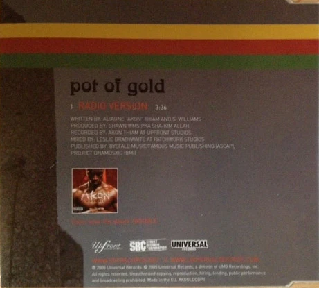 Akon - Pot Of Gold (CD, Single, Promo) - Image 2