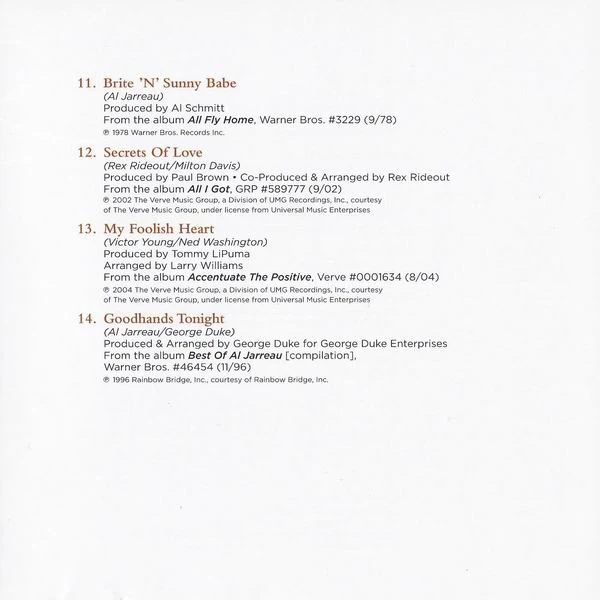 Al Jarreau - Love Songs (CD, Comp) - Image 4