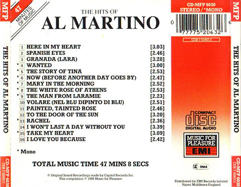 Al Martino - The Hits Of Al Martino (CD, Comp) - Image 2