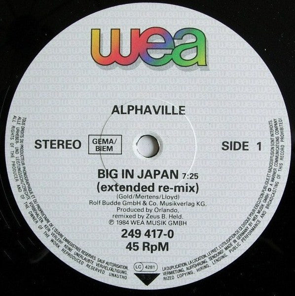 Alphaville - Big In Japan (Extended Remix) (12", Maxi) - Image 3