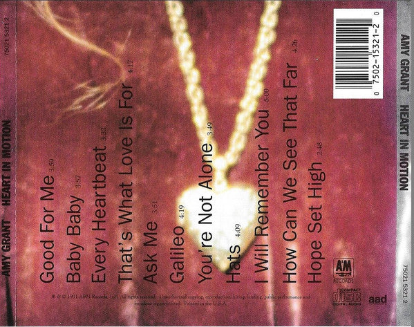 Amy Grant - Heart In Motion (CD, Album) - Image 2
