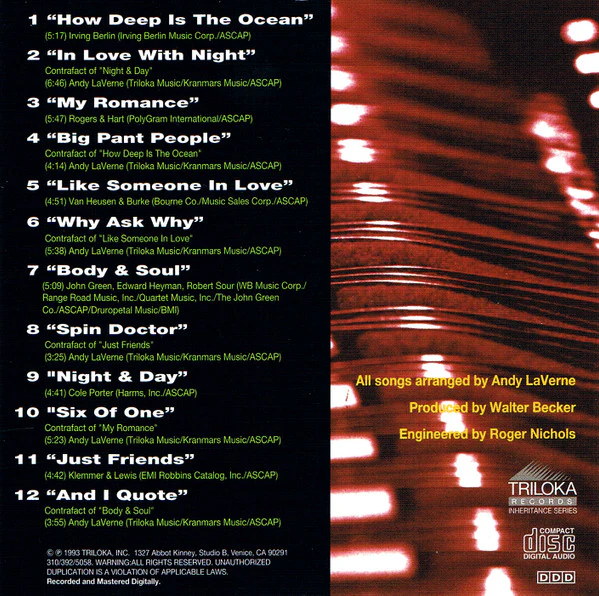 Andy LaVerne - Double Standard (CD, Album) - Image 3