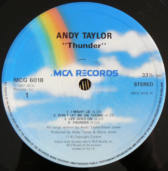 Andy Taylor - Thunder (LP, Album) - Image 5
