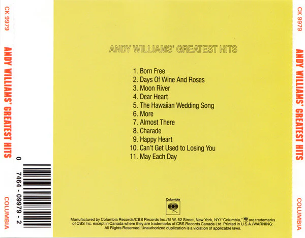 Andy Williams - Andy Williams' Greatest Hits (CD, Comp) - Image 5