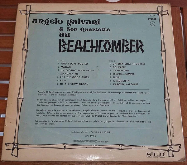 Angelo Galvani - Une Soirée Au Beachcomber (LP, Album) - Image 2