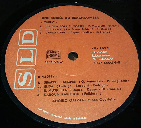 Angelo Galvani - Une Soirée Au Beachcomber (LP, Album) - Image 4