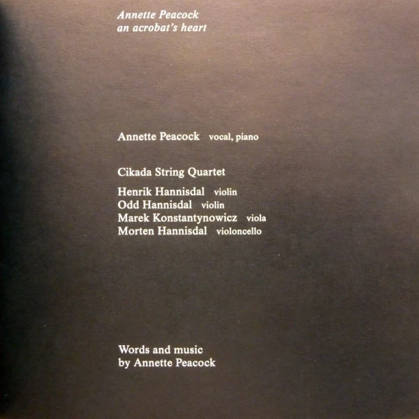 Annette Peacock - An Acrobat's Heart (CD, Album, O-C) - Image 5