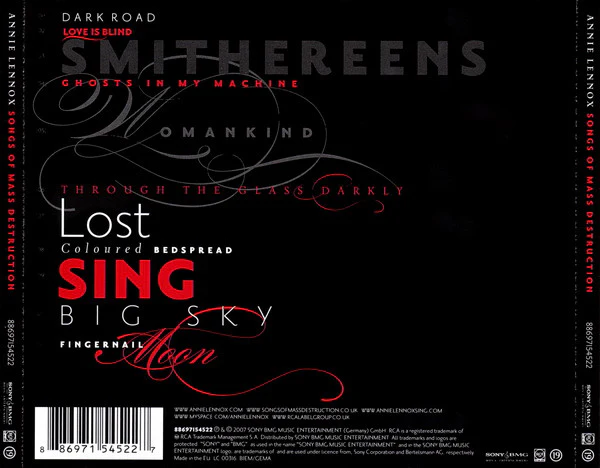 Annie Lennox - Songs Of Mass Destruction (CD, Album) - Image 2