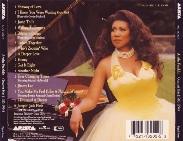 Aretha Franklin - Greatest Hits (1980-1994) (CD, Comp)