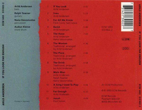 Arild Andersen / Ralph Towner / Nana Vasconcelos* - If You Look Far Enough (CD, Album, RP, EDC) - Image 2