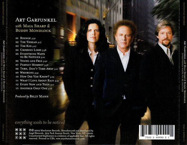 Art Garfunkel With Maia Sharp & Buddy Mondlock - Everything Waits To Be Noticed (CD, Album) - Image 2