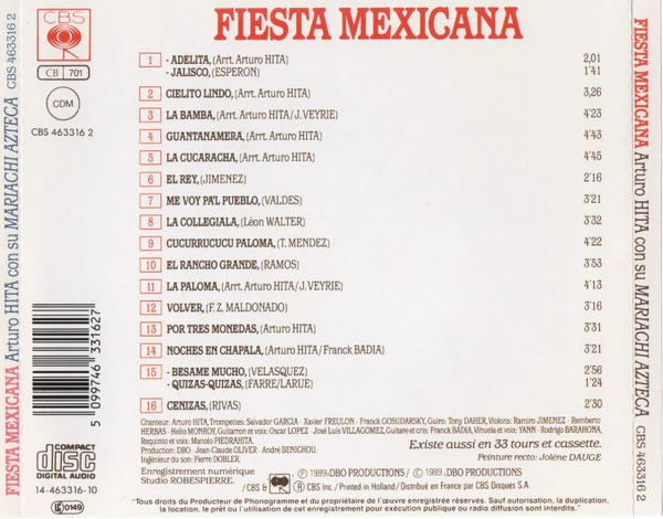 Arturo Hita con su mariachi azteca - Fiesta Mexicana (CD, Album) - Image 2