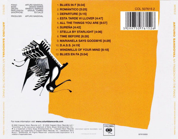 Arturo Sandoval - My Passion For The Piano (CD, Album) - Image 2