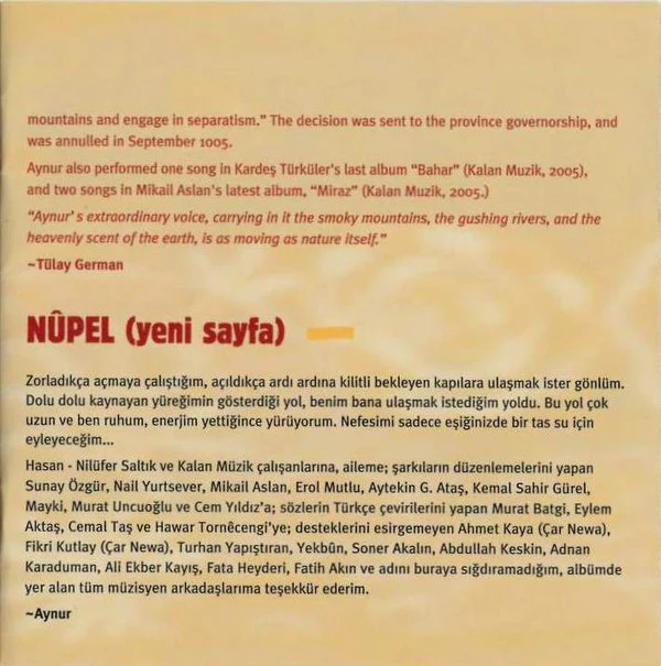 Aynur* - Nûpel (CD, Album, RE) - Image 5