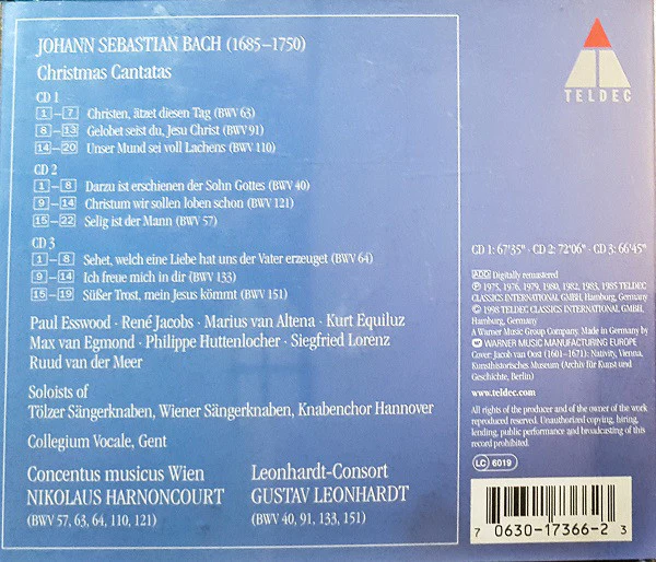 Bach*, Harnoncourt*, Leonhardt* - Christmas Cantatas (3xCD, Comp, RE, RM) - Image 2