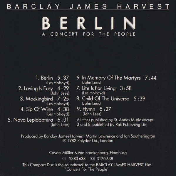 Barclay James Harvest - Berlin (A Concert For The People) (CD, Album) - Image 3