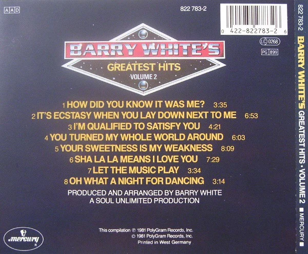 Barry White - Barry White's Greatest Hits - Volume 2 (CD, Comp) - Image 2