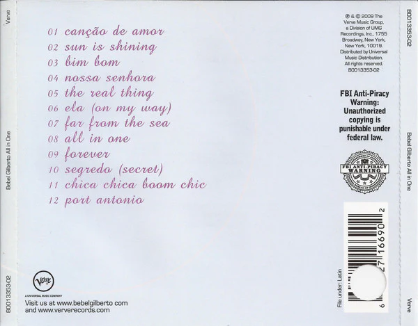 Bebel Gilberto - All In One (CD, Album) - Image 2