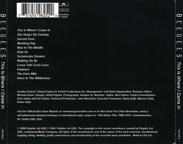 Bee Gees - This Is Where I Came In (HDCD, Album) - Image 2