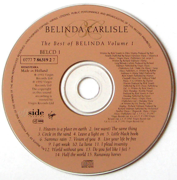 Belinda Carlisle - The Best Of Belinda Volume 1 (CD, Comp) - Image 2