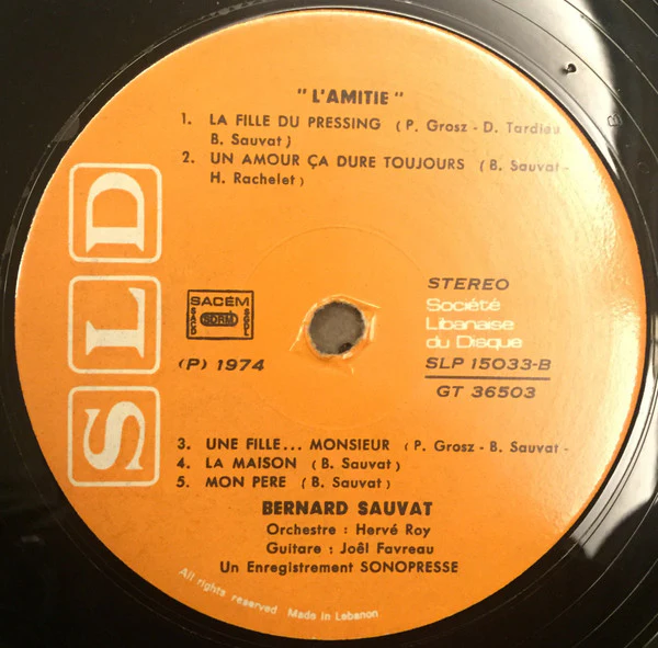 Bernard Sauvat - L'Amitié (LP, Album) - Image 4