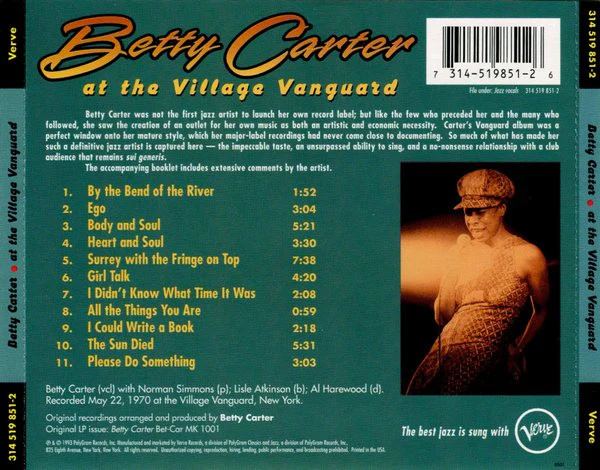 Betty Carter - At The Village Vanguard (CD, Album) - Image 5