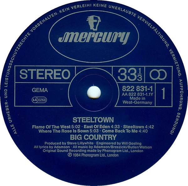 Big Country - Steeltown (LP, Album) - Image 3