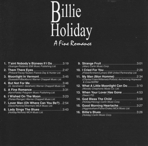 Billie Holiday - A Fine Romance (CD, Comp) - Image 4
