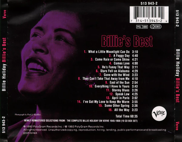 Billie Holiday - Billie's Best (CD, Comp, RM) - Image 2