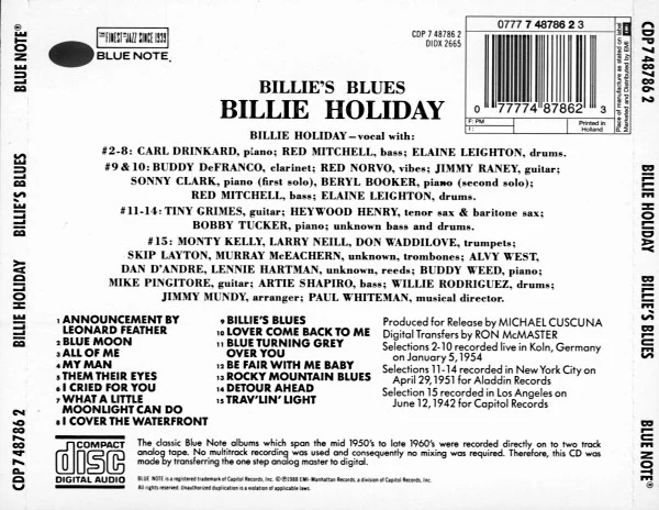Billie Holiday - Billie's Blues (CD, Comp) - Image 2