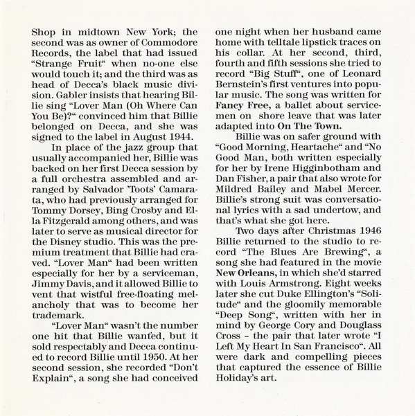 Billie Holiday - My Greatest Songs (CD, Comp) - Image 5