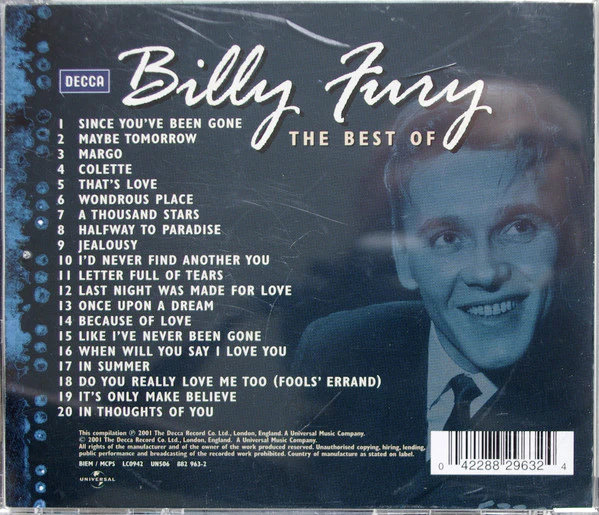 Billy Fury - The Best Of (CD, Comp) - Image 3