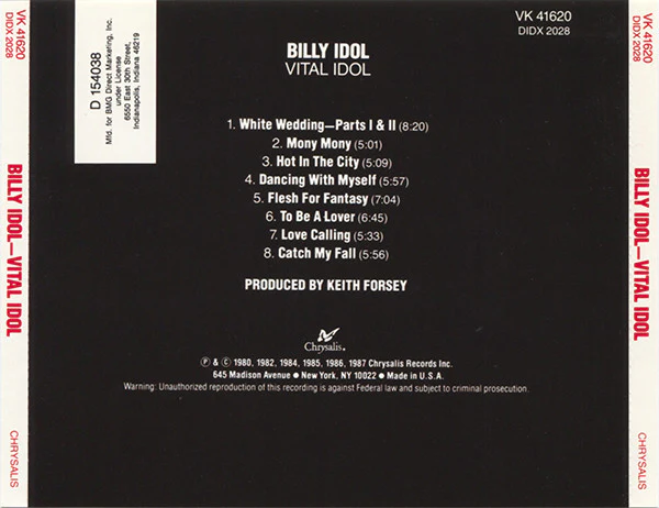 Billy Idol - Vital Idol (CD, Album, Comp, Club, RE, DDI) - Image 2