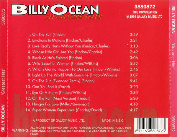 Billy Ocean - Greatest Hits (CD, Comp) - Image 2