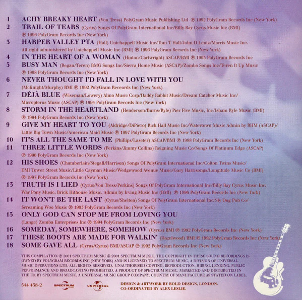Billy Ray Cyrus - Achy Breaky Heart (CD, Comp) - Image 5