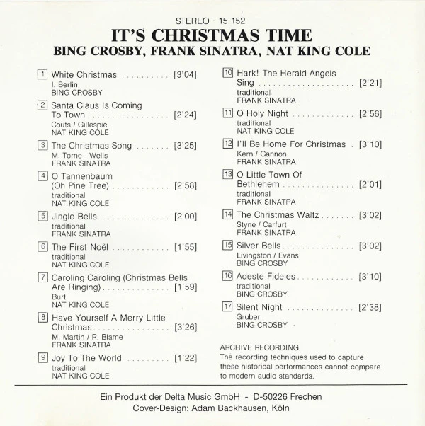 Bing Crosby, Frank Sinatra, Nat King Cole - It's Christmas Time (CD, Comp) - Image 4