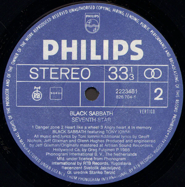 Black Sabbath Featuring Tony Iommi - Seventh Star (LP, Album) - Image 4