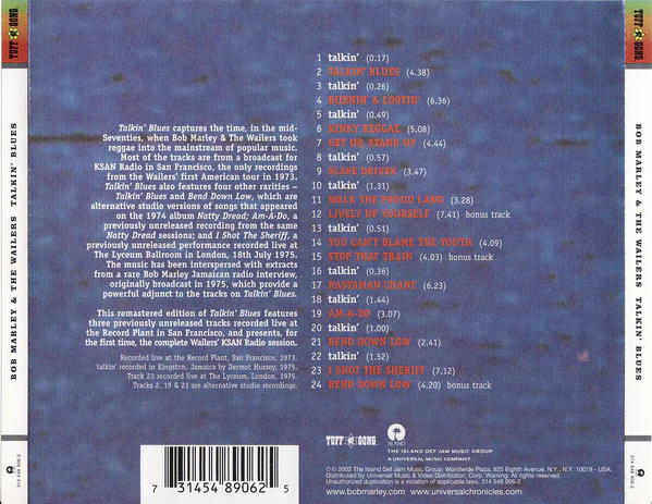 Bob Marley & The Wailers - Talkin' Blues (CD, Album, RE, RM) - Image 2
