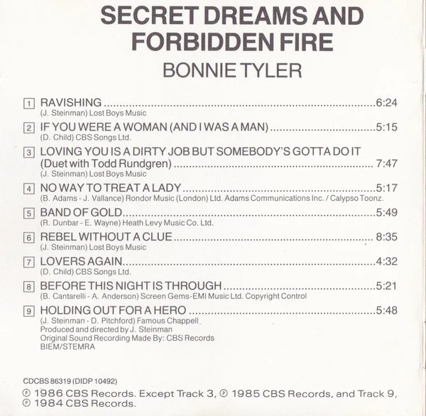 Bonnie Tyler - Secret Dreams And Forbidden Fire (CD, Album) - Image 5