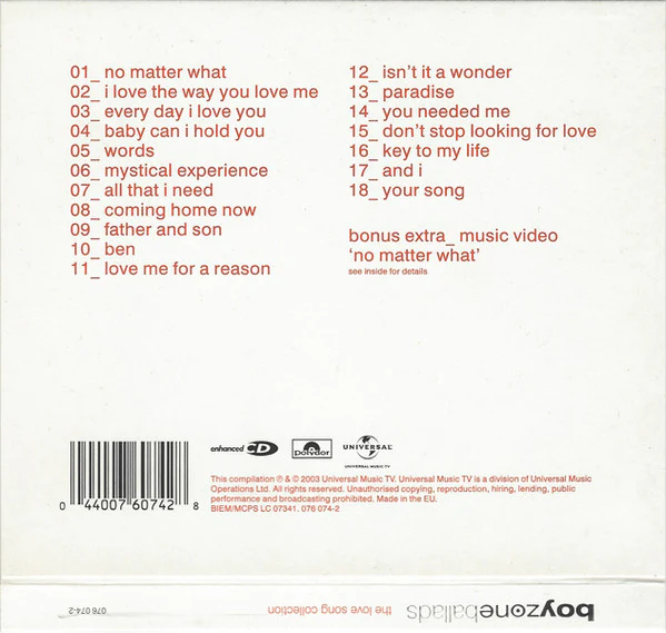 Boyzone - Ballads - The Love Song Collection (CD, Comp, Enh, S/Edition) - Image 2