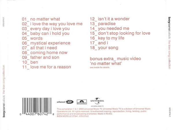 Boyzone - Ballads - The Love Song Collection (CD, Comp, Enh, S/Edition) - Image 3