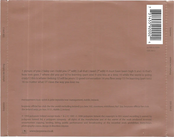 Boyzone - Where We Belong (CD, Album) - Image 2