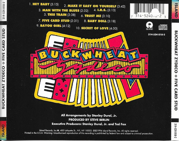 Buckwheat Zydeco - Five Card Stud (CD, Album) - Image 2