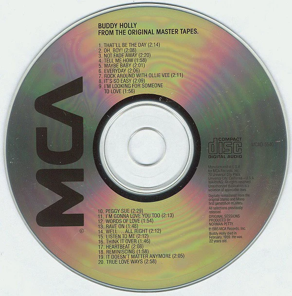 Buddy Holly - From The Original Master Tapes (CD, Comp, RM) - Image 3