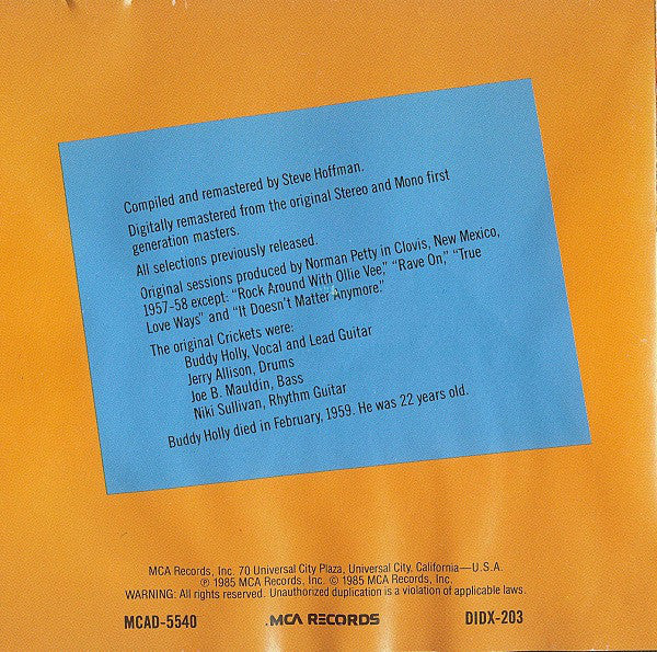 Buddy Holly - From The Original Master Tapes (CD, Comp, RM) - Image 4